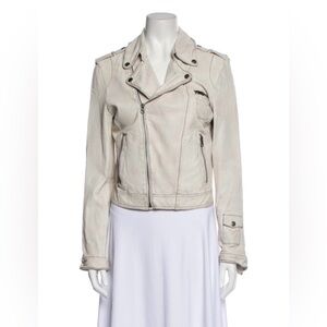 Jakett Women's Cream Leather Biker Jacket M